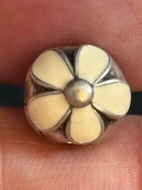 Pandora White Enamel Flower Charm S925 ALE Sterling Silver